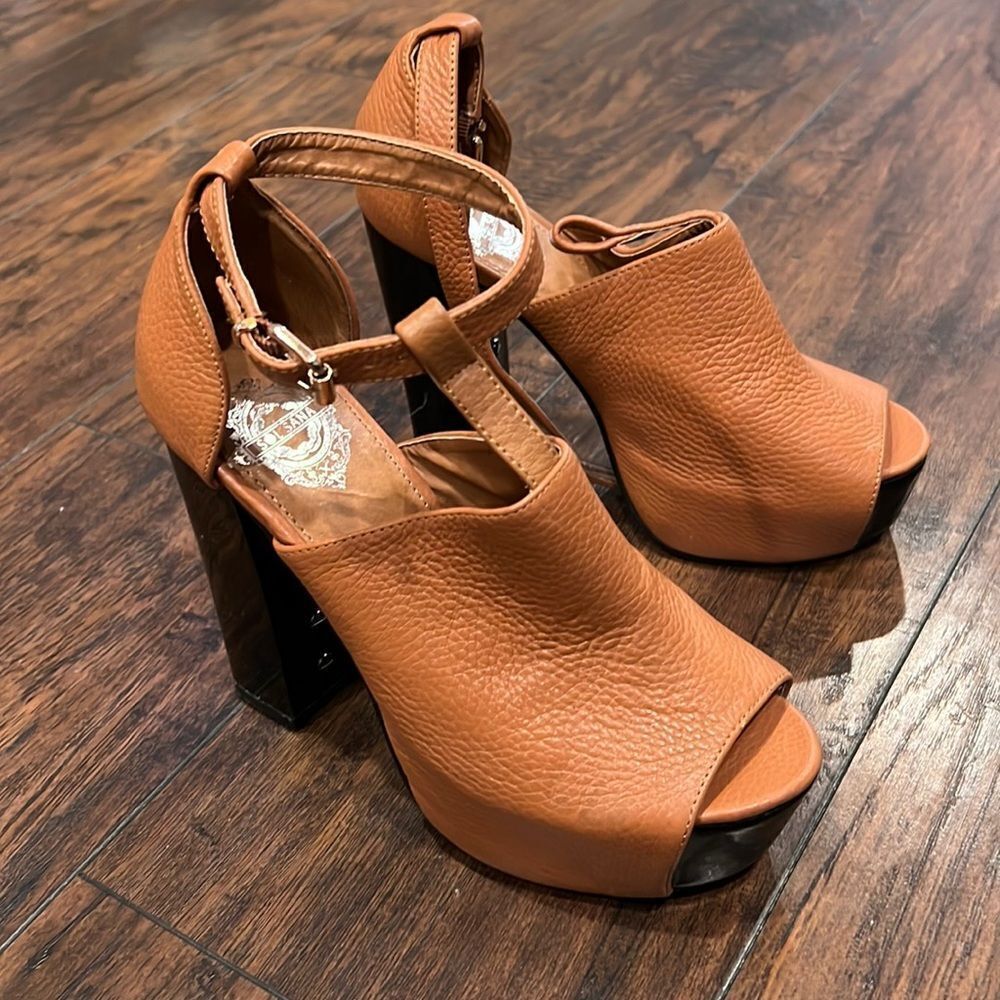SOL SANA 'Pip' Sandal, tan Pebbled Leather, Women Size 37 (6.5-7) stiletto EUC
